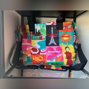 French Bull Overnight Bag World City Graphic Travel Print Tote Luggage Weekender